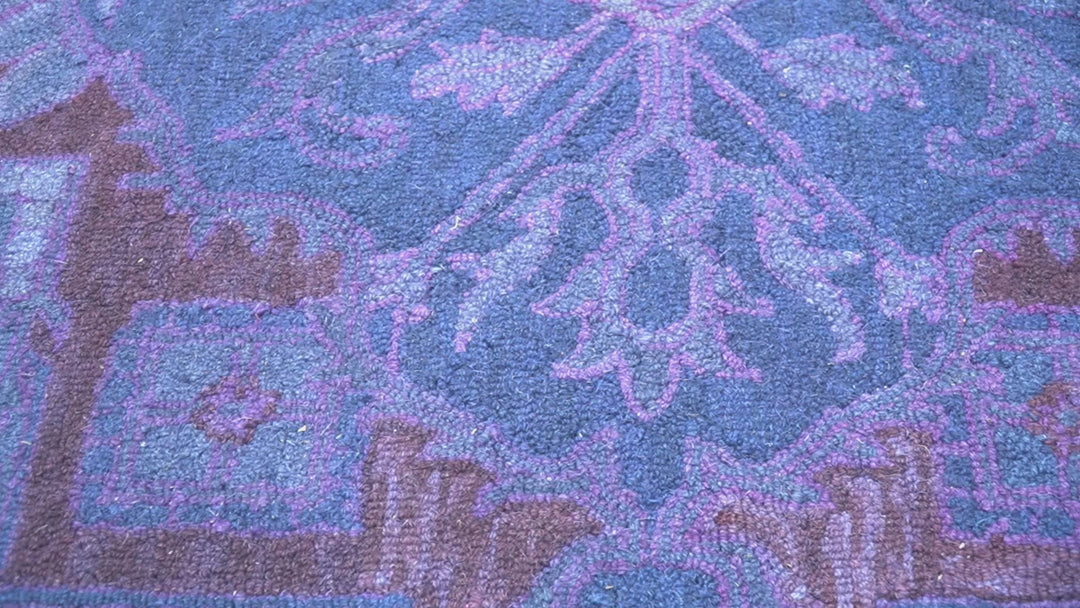 Sky Traditional Design Purple Hand Tufted Overdyed Wool Rug