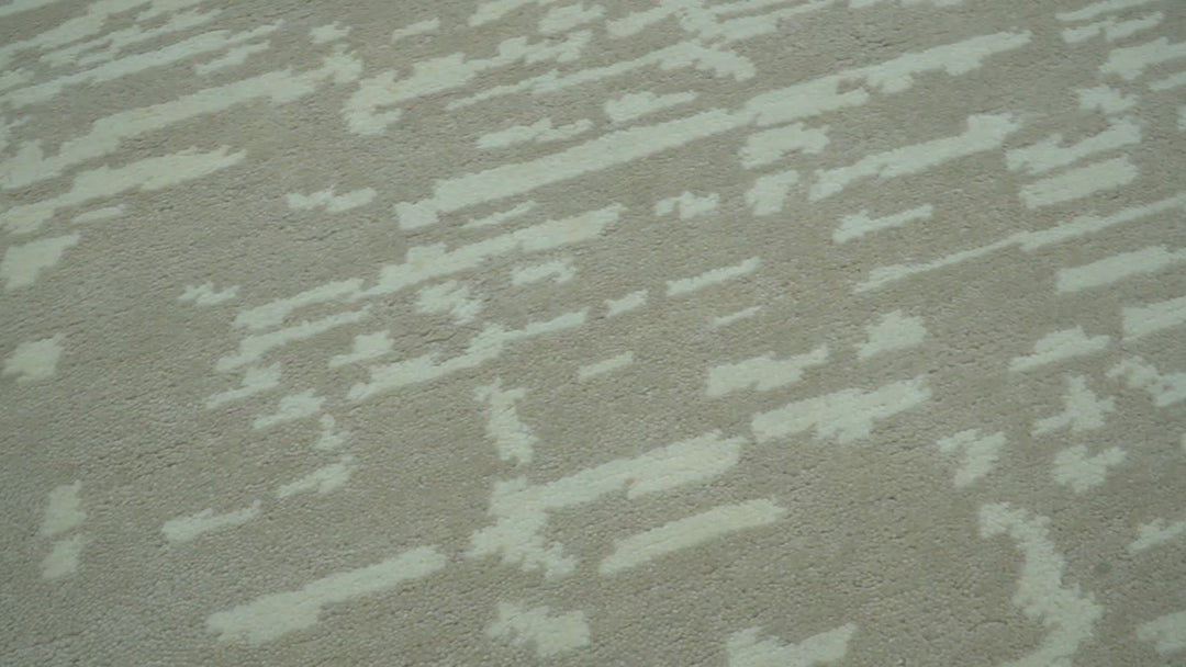 Custom Made Beige Modern Contemporary Hand Knotted Wool Area Rug