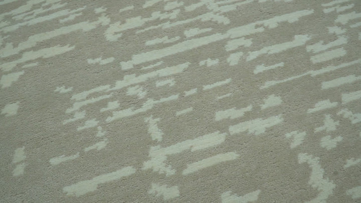 Custom Made Beige Modern Contemporary Hand Knotted Wool Area Rug