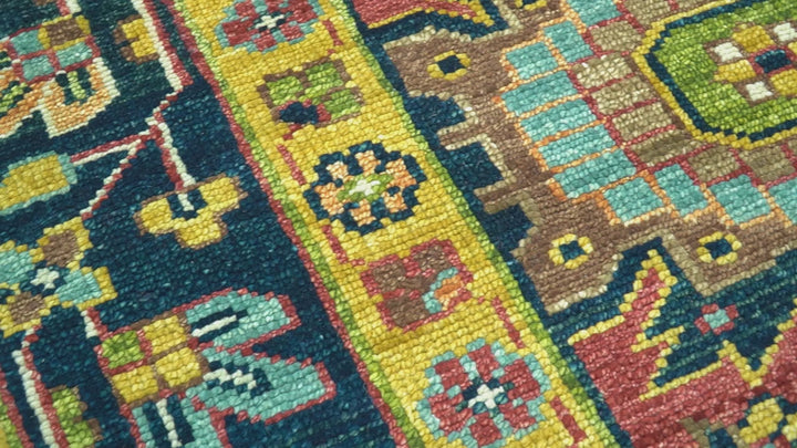 Custom Made Red And Mustard Traditional Floral Design Hand Knotted Wool Rug