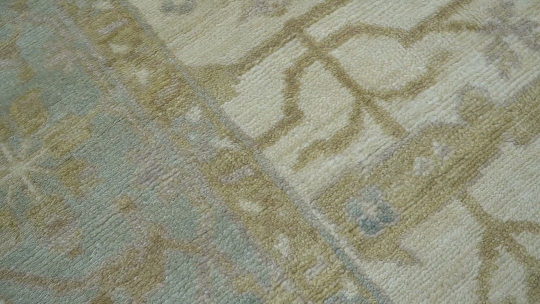 Hand Knotted Traditional Oushak Design Gray And Beige 8x10 Wool Rug