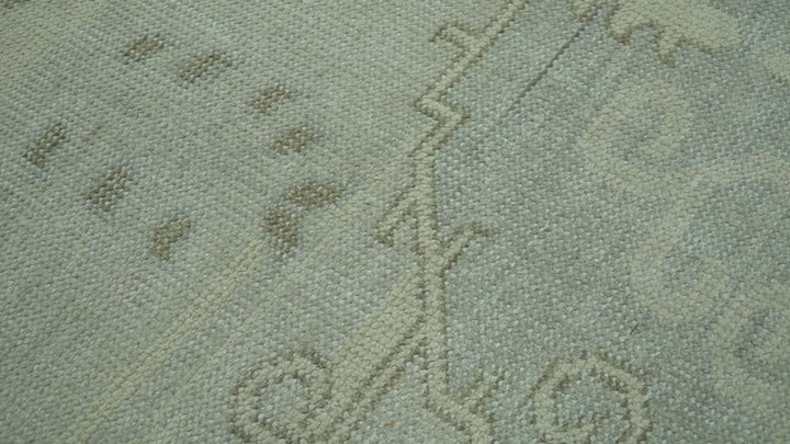 Custom Made Beige And Blue Traditional Turkish Design Hand knotted Wool Rug