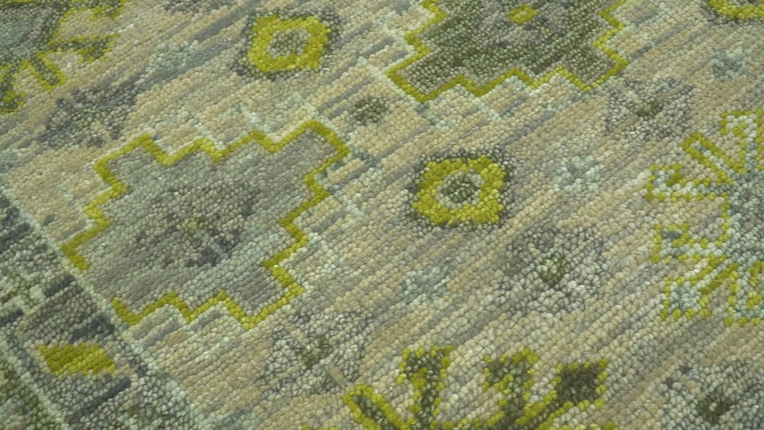 Custom Made Beige And Gray Traditional Hand Knotted wool area rug
