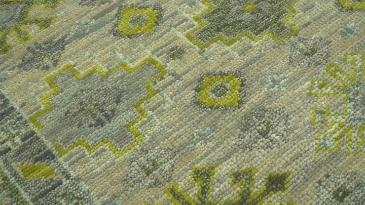 Custom Made Beige And Gray Traditional Hand Knotted wool area rug