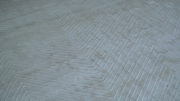 Modern geometric Design Beige Hand Loom 10x13 Art Silk Rug