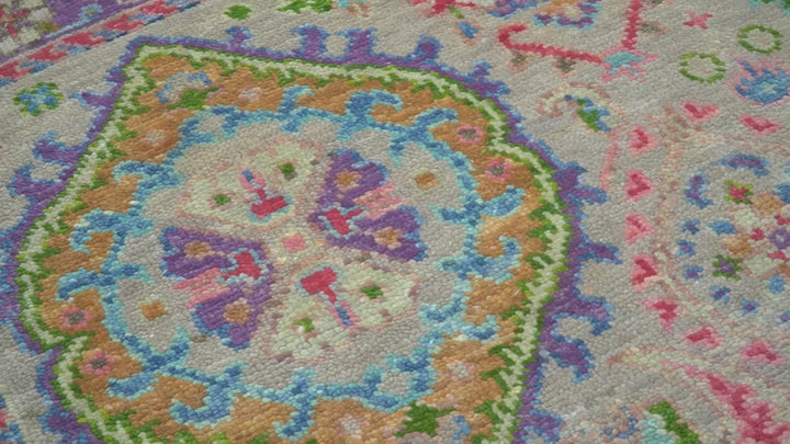 Terra Custom Made Traditional Tribal Design Beige And Pink Hand Knotted Wool Rug