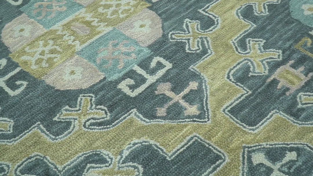 Taj Custom Made Teal Traditional Design Hand Tufted Wool Rug