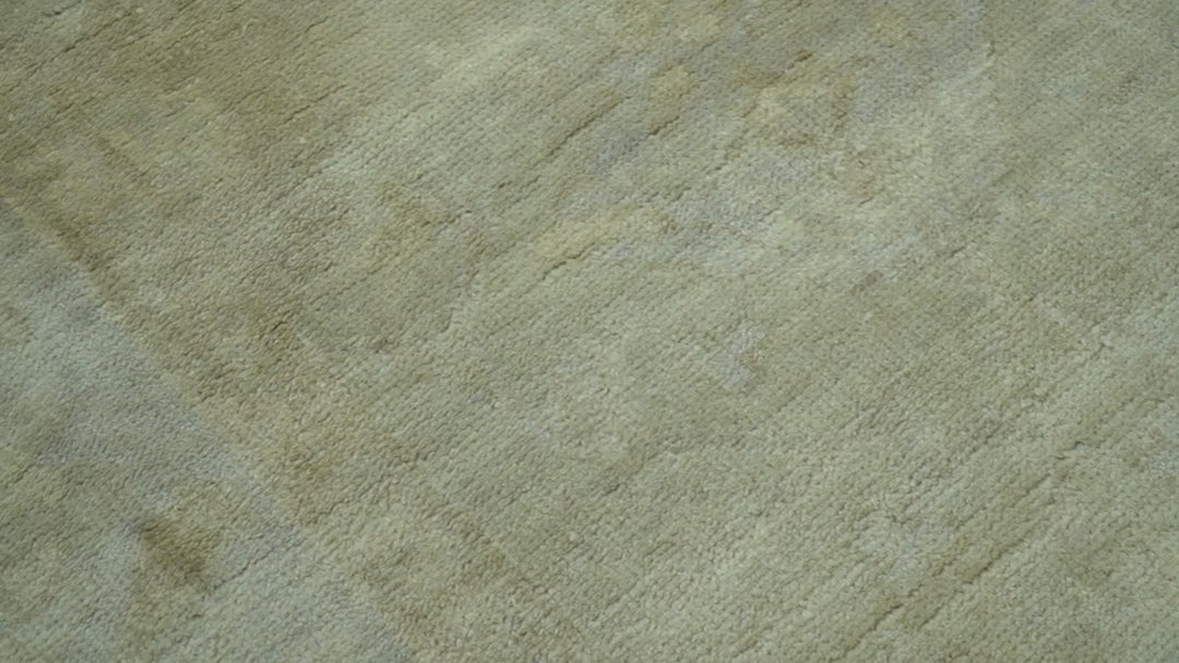 Traditional Oushak Design Beige And Silver Hand Knotted 8x10 Wool Area Rug