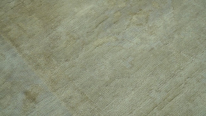 Traditional Oushak Design Beige And Silver Hand Knotted 8x10 Wool Area Rug