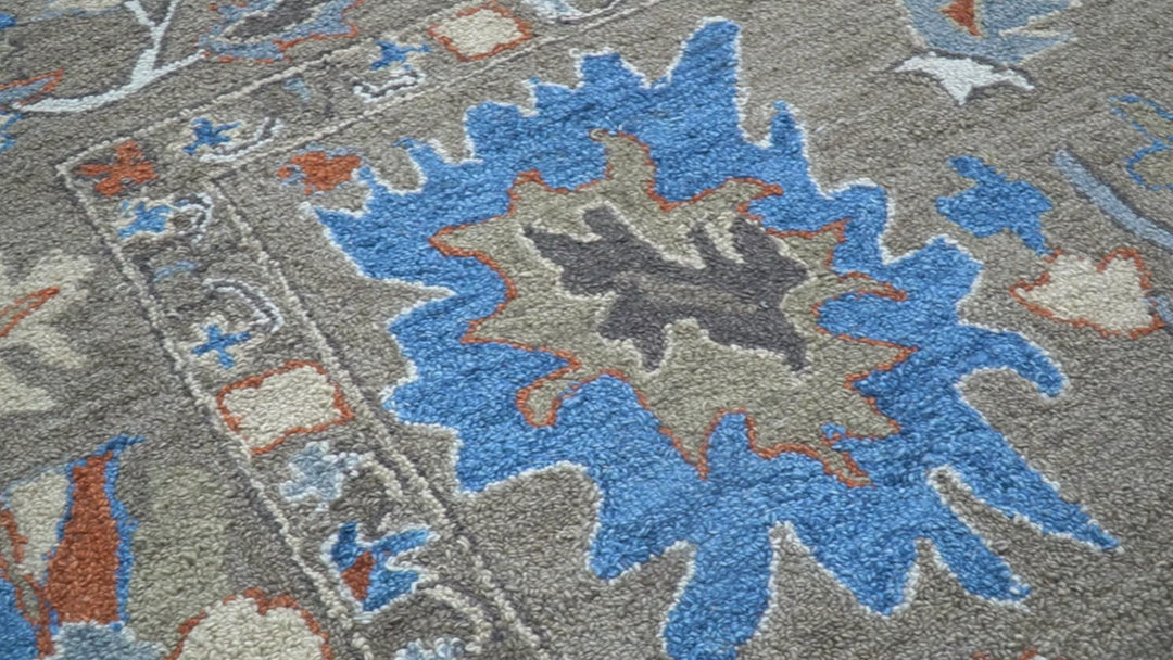 Eve Custom Made Traditional Gray Oushak Hand Tufted wool rug