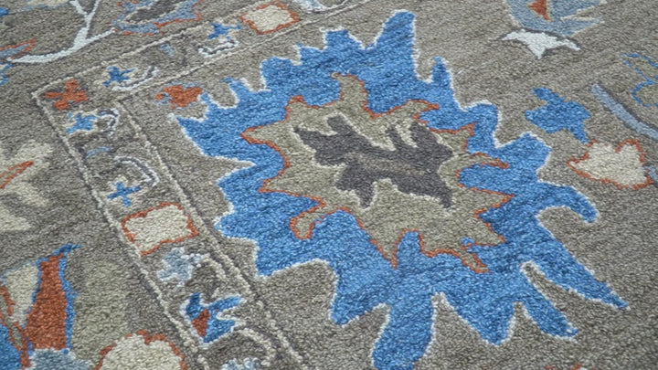 Eve Custom Made Traditional Gray Oushak Hand Tufted wool rug