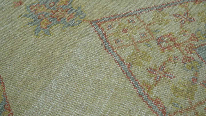 Beige and Rust Traditional Turkish Medallion Hand Knotted 8x10 Wool Area Rug