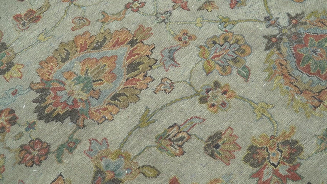 Traditional Turkish Design Beige and Rust 6x8.6 Hand Knotted Wool Area Rug