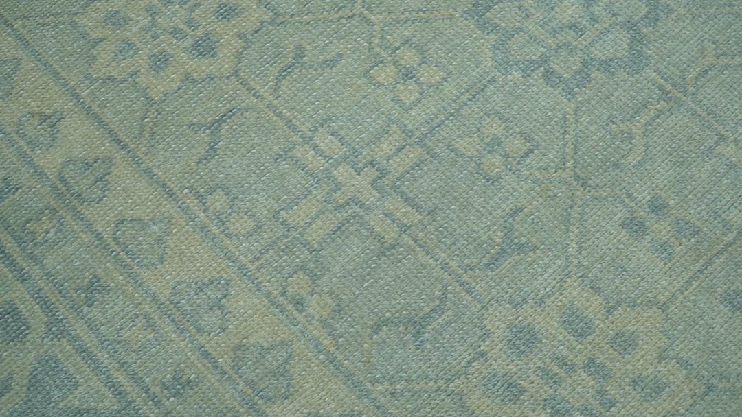 Traditional Turkish Design Fine Blue And Beige Hand Knotted 10x14 Wool Area Rug