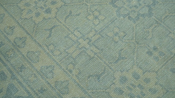 Traditional Turkish Design Fine Blue And Beige Hand Knotted 10x14 Wool Area Rug