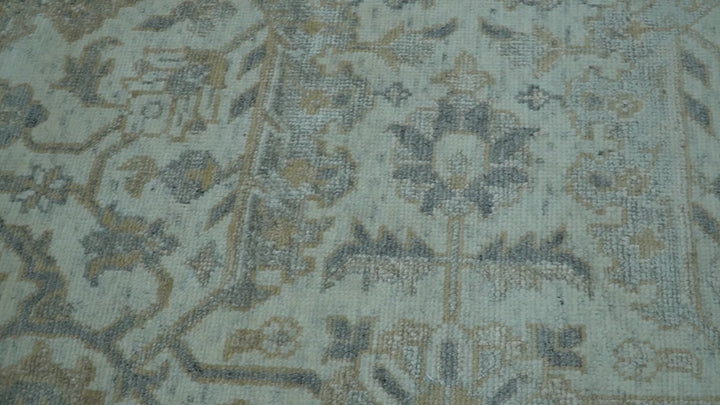 Blue And Gold Fine Hand Knotted traditional Oriental Oushak design  8x10 wool area rug