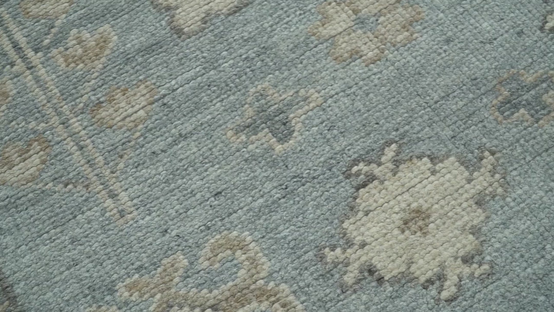 Traditional Medallions Design Blue And Beige Custom Made Wool And Linen Blend Rug