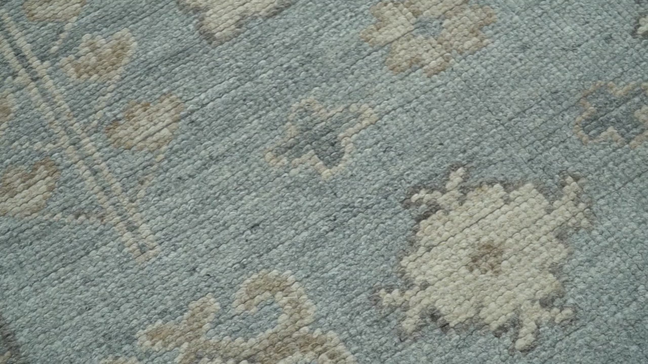 Traditional Medallions Design Blue And Beige Custom Made Wool And Linen Blend Rug