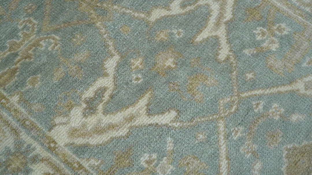 Hand Knotted Oushak Design Gray And Beige 2.8x8 Wool Rug