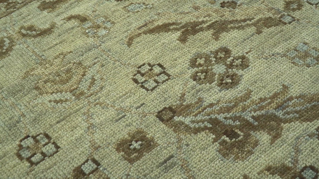 Custom Made Traditional Design Beige And Brown Hand Knotted wool area rug