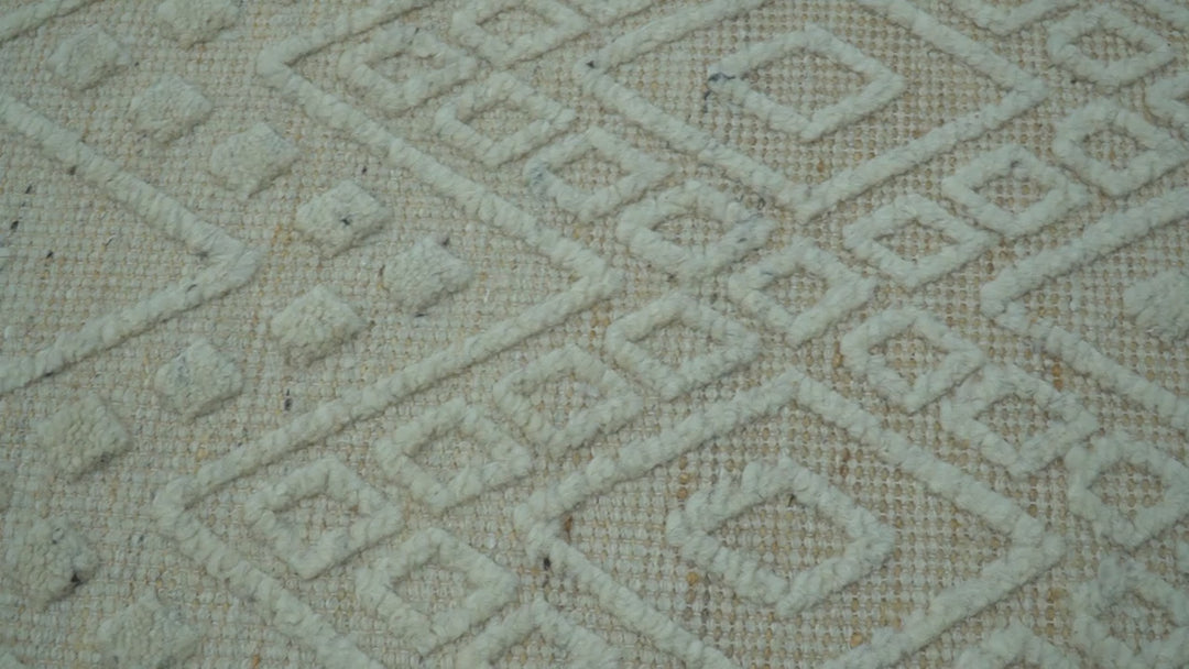 Custom Made Modern Contemporary Beige Hand Knotted Wool Area Rug