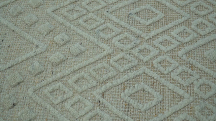 Custom Made Modern Contemporary Beige Hand Knotted Wool Area Rug