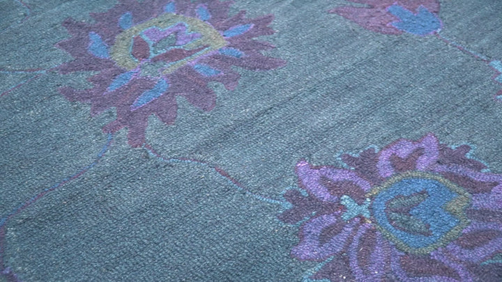 Jewel Custom Made Traditional Overdyed Blue Hand Tufted Wool Rug