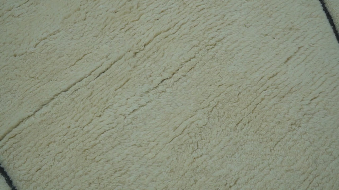Strokes Custom Made Contemporary Cream Hand Knotted Wool Rug