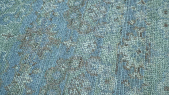 Custom Made Turkish Design Blue And Gray Hand Knotted Afghan Wool Area Rug