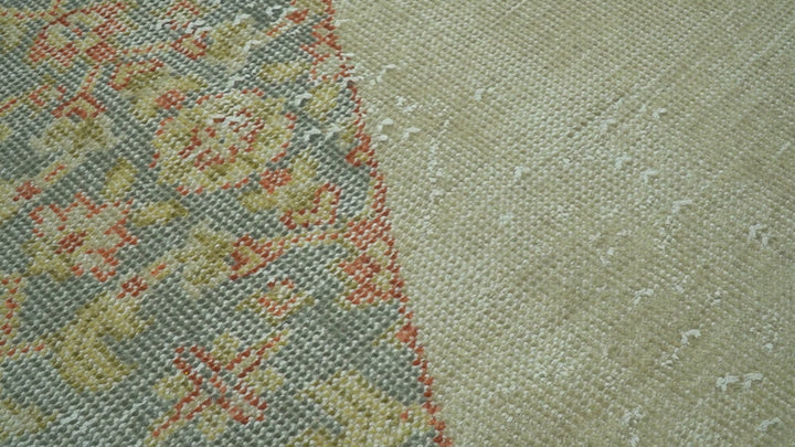 Custom Made Turkish Design Beige and Blue Hand Knotted Wool Rug