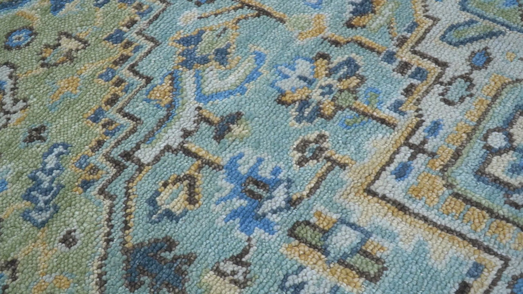 Ellie Blue And Beige Turkish Design Hand Knotted Wool Rug