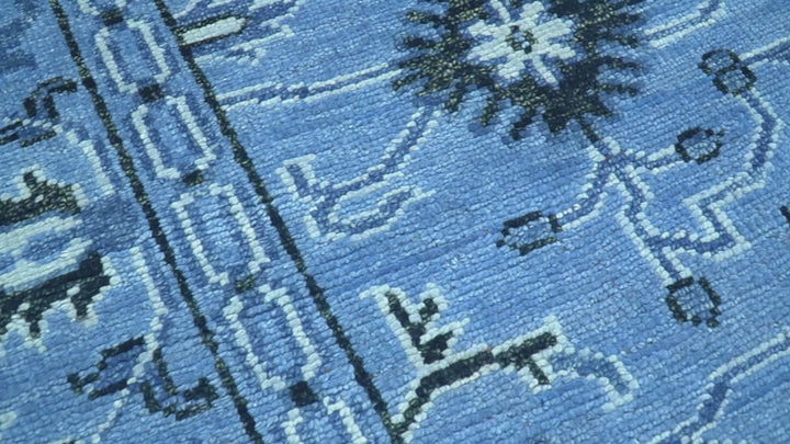 Custom Made Blue Traditional Persian Design Hand Knotted Wool Rug