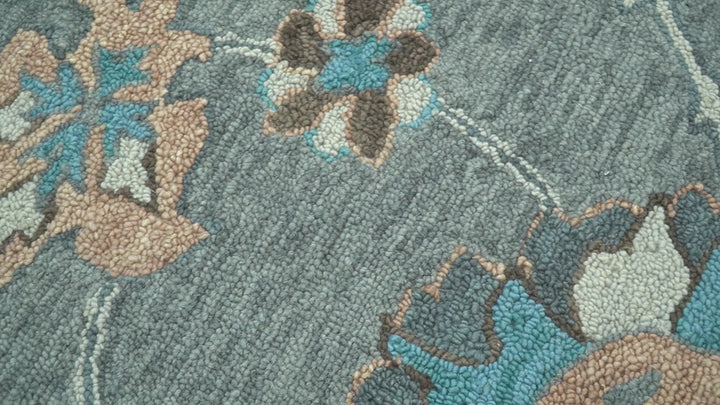 Oushak Design Gray, Blue And Brown Hand Tufted Custom Made wool rug