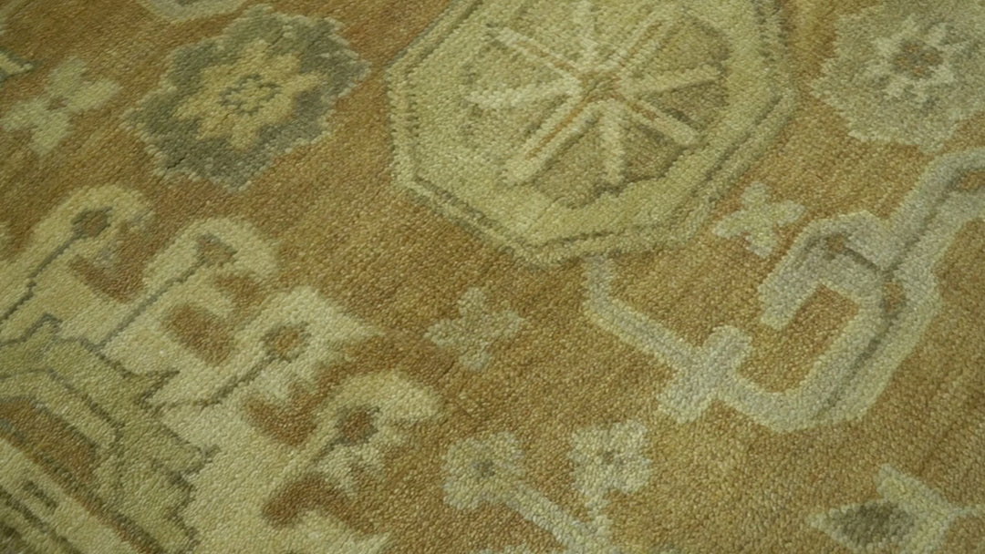 Traditional Oushak Design Rust And Beige Hand Knotted 8x10 Wool Area Rug