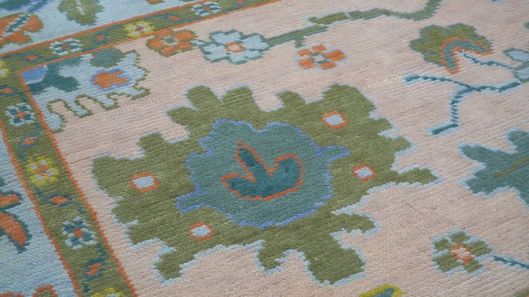 Emmy Custom Made Traditional Design Peach Hand Knotted Wool Rug