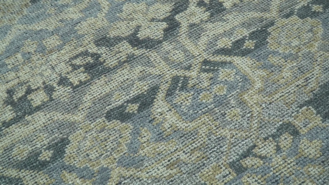 Custom Made Traditional Turkish Gray And Charcoal Hand Knotted Wool Rug