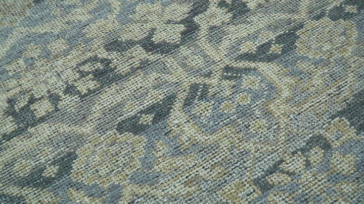 Custom Made Traditional Turkish Gray And Charcoal Hand Knotted Wool Rug