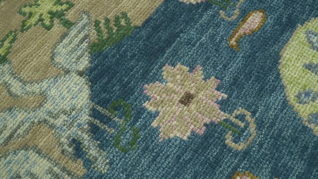 The Jungle Pond Custom Made Blue And Beige Hand Knotted Wool Area Rug