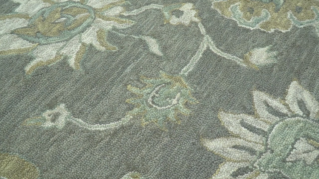 Jewel Custom Made Traditional Oushak Beige Hand Tufted Wool Rug