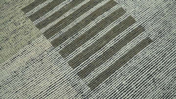 Custom Made Brown and Beige Contemporary Design Hand knotted Wool Area Rug