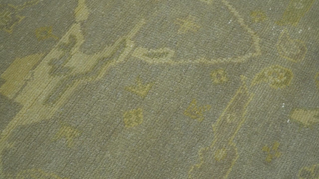 Gray And Beige Traditional Oushak Design Hand Knotted 5.6x8.6 wool area rug