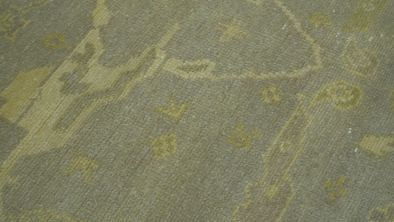 Gray And Beige Traditional Oushak Design Hand Knotted 5.6x8.6 wool area rug