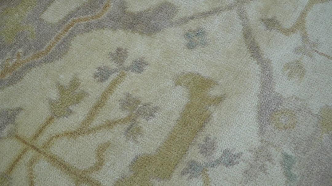 Hand Knotted Traditional Oushak Design Beige And Gray 6x9 Wool Area Rug