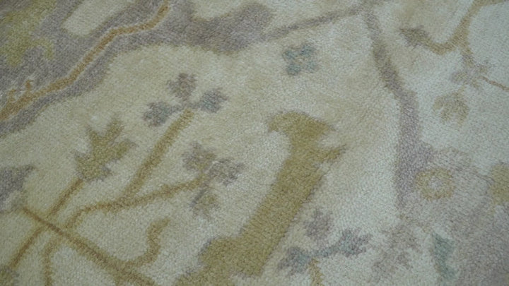 Hand Knotted Traditional Oushak Design Beige And Gray 6x9 Wool Area Rug