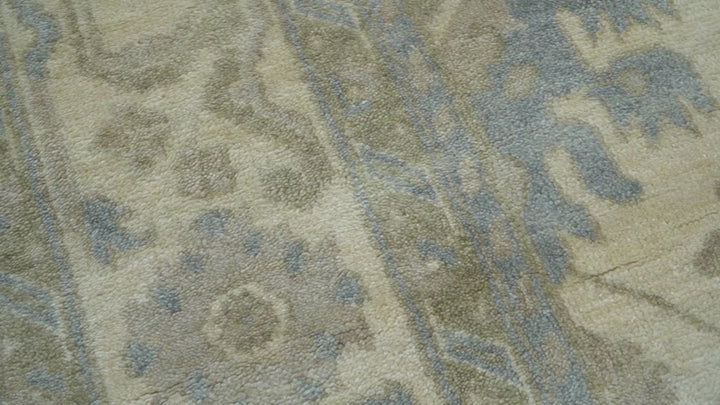 Hand Knotted Beige Traditional Oushak Design 9x12 Wool Rug