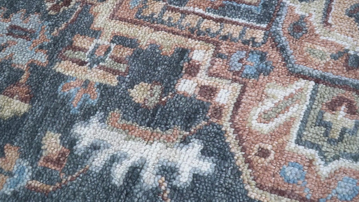 Oliver Traditional Turkish Design Rust And Charcoal Hand Knotted Wool Rug