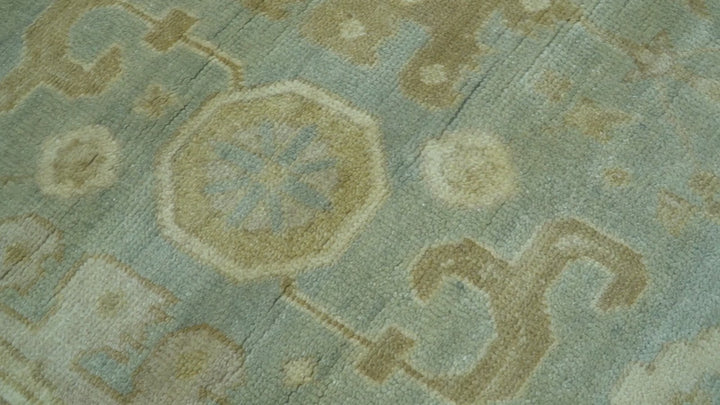 Beige And Blue Traditional Oushak Design  6x9 Hand Knotted Wool Area Rug