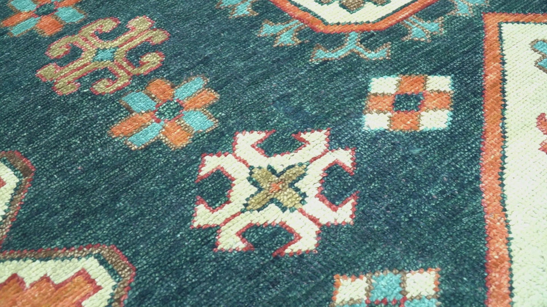 Custom Made Traditional Blue And Ivory Hand Knotted Wool Rug
