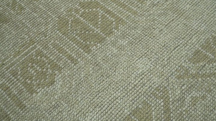 Custom Made Transitional Design Beige Hand Knotted Wool Area Rug