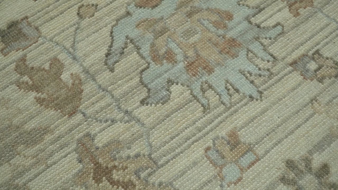Traditional Oushak  Beige, Brown And Blue 8X10 Hand Knotted wool rug